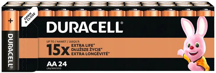 24x BATERIE ALKALICZNE AA R6 ORYGINALNE DURACELL