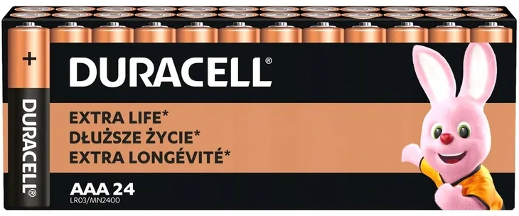 24x BATERIE ALKALICZNE AAA R3 ORYGINALNE DURACELL