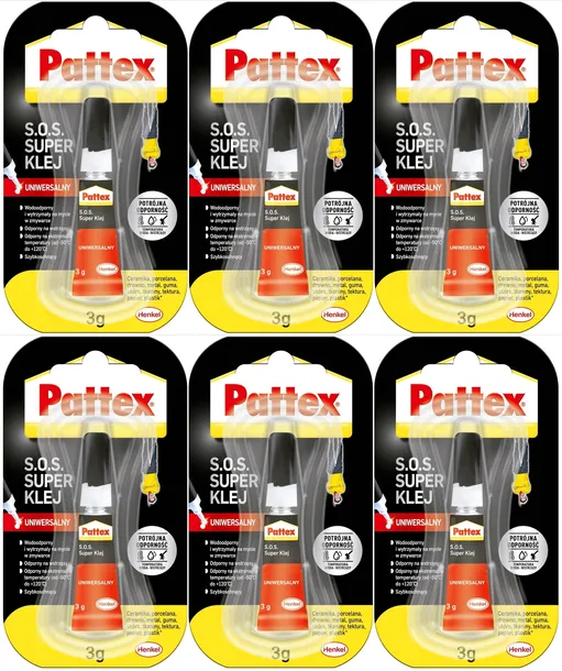 6x MOCNY KLEJ UNIWERSALNY SEKUNDOWY PATTEX S.O.S BŁYSKAWICZNY SZYBKOSCHNĄCY