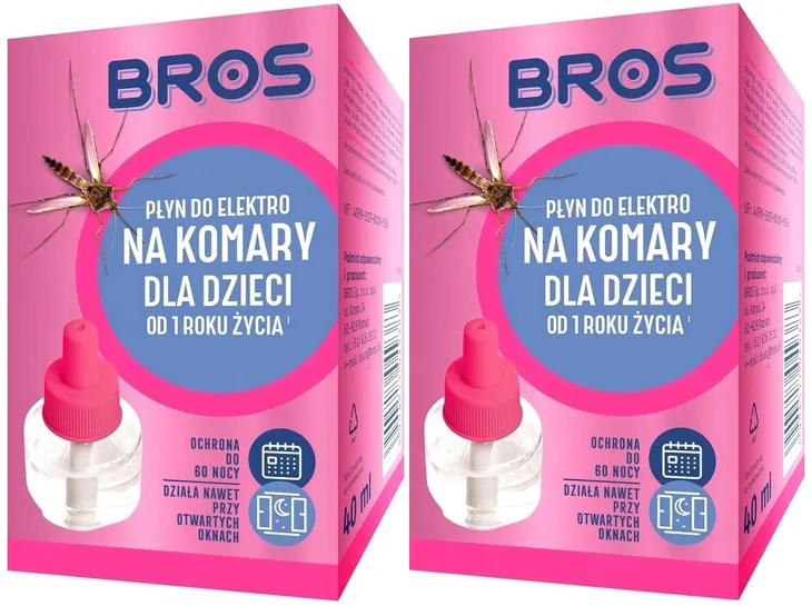 2x PŁYN DO ELEKTRO NA KOMARY DLA DZIECI 60 NOCY BROS OD 1 ROKU ŻYCIA 40ml