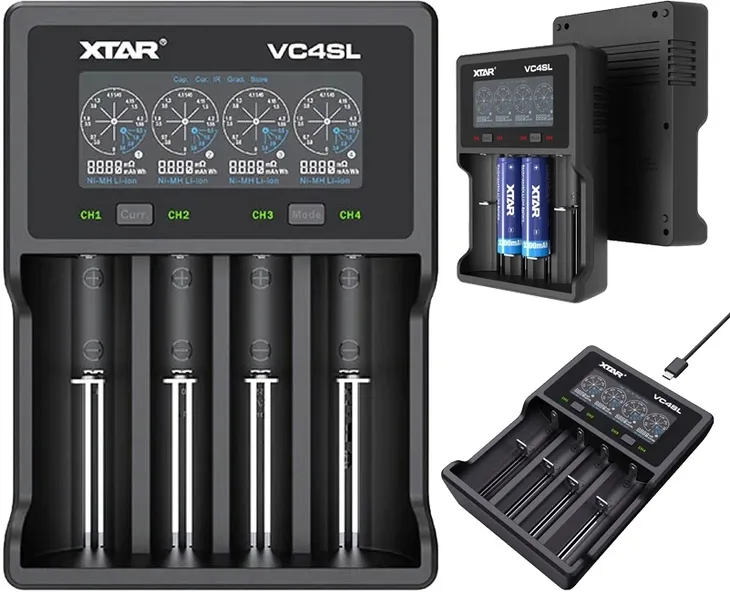 XTAR Ładowarka VC4SL do akumulatorków Li-ion 16340 18650 21700 AA AAA C D