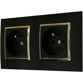 gniazdo-gniazdko-czarne-podwojne-ospel-zloto
