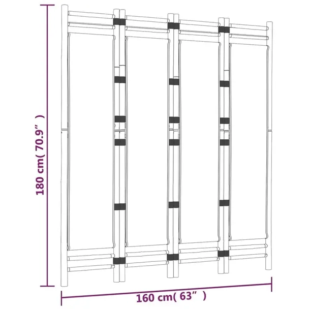 skladany-parawan-4-panelowy-160-cm-bambus-i-plot-stan-nowy-liczba-skrzydel-4