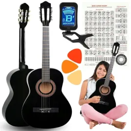 gitara-akustyczna-klasyczna-4-4-dla-poczatkujacych-zestaw-stroik-kostki