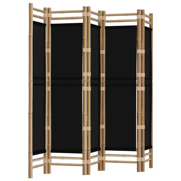 skladany-parawan-5-panelowy-200-cm-bambus-i-plot-stan-nowy
