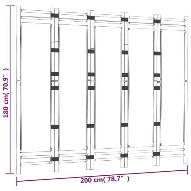 skladany-parawan-5-panelowy-200-cm-bambus-i-plot-kolor-skrzydla-czarny