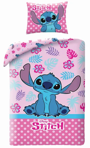 Pościel bawełniana 160x200 Lilo i Stitch Młodzieżowa różowa HIT