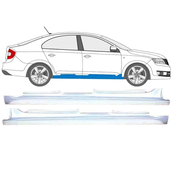Pełny próg do Skoda Rapid 2012-2022 / Lewa+Prawa / Zestaw