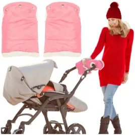 rozowa-mufka-rekawiczki-do-wozka-dzieciecego-sanek-ocieplane-futerko-zime