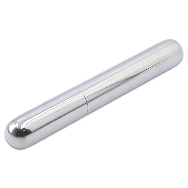 TUBA ETUI NA CYGARO METALOWE DWUCZĘŚCIOWE SREBRNE 17,5cm średnica 22mm