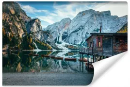 fototapeta-do-salonu-jezioro-gory-chata-3d-450x300