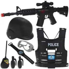 stroj-policyjny-kamizelka-pistolet-karabin-helm-policja-radio-kompas-dzwiek