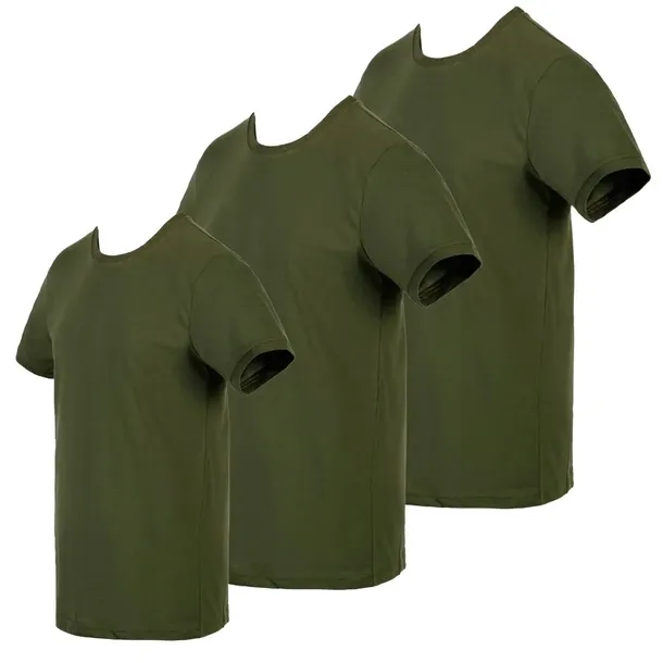 Zestaw 3 Koszulek 3 pak Tshirt L Wojsko 100% Bawełna Kolor Khaki
