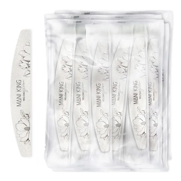 Pilnik do Paznokci 180/240 Półksiężyc Slim W folii Flora Mani King 100 szt