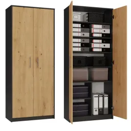 regal-biurowy-salon-oliv-2d-antracyt-dab-artisan-do-salonu-biura-gabinetu