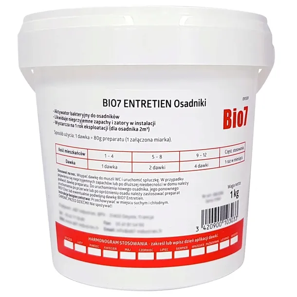 Bio7 Entretien 1kg Osadniki bakterie do osadników