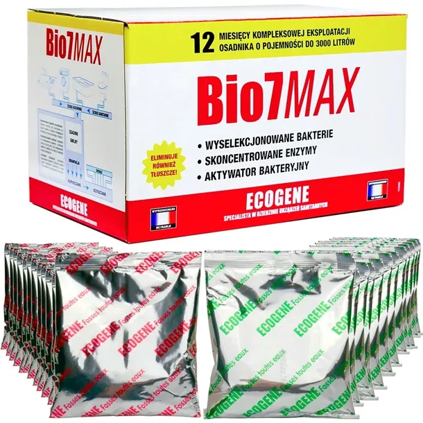 BIO7 MAX 2kg Aktywator BAKTERIE do szamb oczyszczalni USUWA ZAPACH TŁUSZCZ