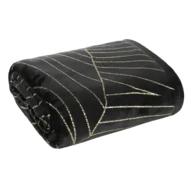 miekki-koc-150x200-czarny-ze-zlotym-nadrukiem-lisci