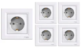 5x-schneider-asfora-gniazdo-schuko-pojedyncze-z-uziemieniem-biale-z-ramka