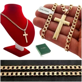 gruby-zloty-lancuch-pancerka-krzyzyk-18k-50cm-gratisy-prezent-dla-niego