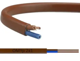 przewod-elektryczny-omyp-plaski-2x1-linka-elastyczna-plaska-300v-brazowa-1m