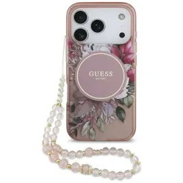 etui-guess-iml-flowers-pearl-strap-magsafe-do-iphone-17-pro-rozowy