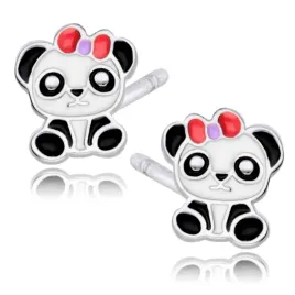srebrne-kolczyki-925-kolorowe-misie-panda-dzieci