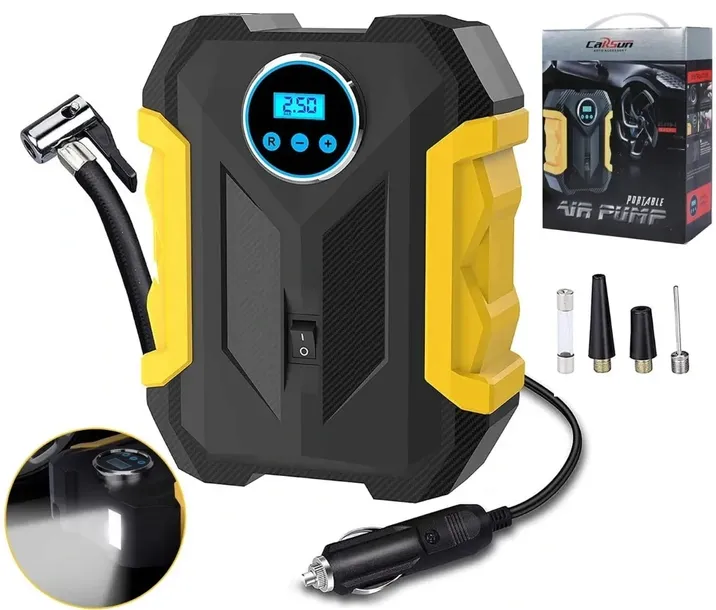 KOMPRESOR SAMOCHODOWY 12V Pompka Sprężarka 12V LED LCD na Zapalniczkę