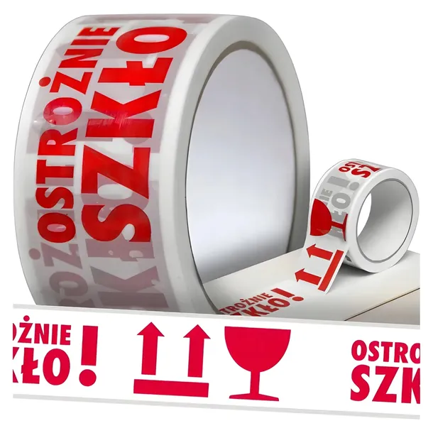 TAŚMA PAKOWA OSTROŻNIE SZKŁO KLEJĄC KLEJĄCA BEZPIECZEŃSTWA Z NADRUKIEM 48