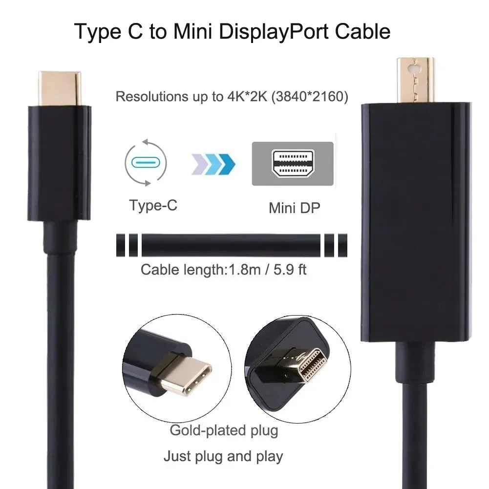 kabel-usb-typ-c-do-mini-dp-displayport-4k-3-1-stan-nowy