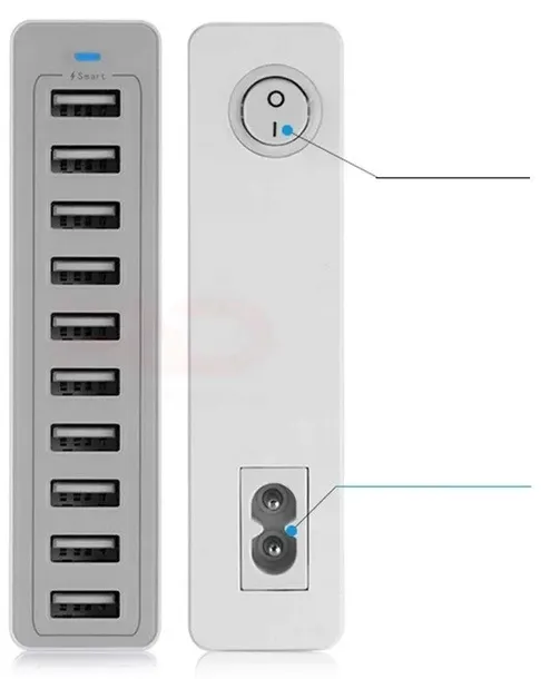 ladowarka-scienna-10-portow-usb-50-w-10a-stan-nowy-kolor-szary