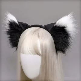 urocze-duze-futrzane-kocie-lisie-uszy-cosplay-anime-furry-opaska-czarno-b