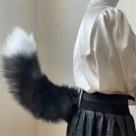 uroczy-futrzany-ogon-regulowany-kot-lis-cosplay-anime-furry-czarno-bialy