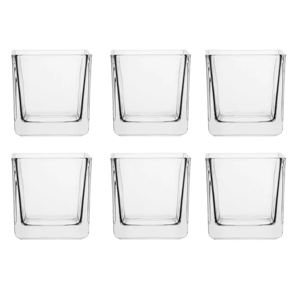 Pojemnik szklany szkło do zalewu świec kwadrat 8x8x8 cm Clear 6 szt.