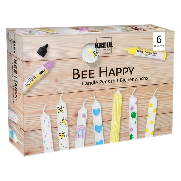 Zestaw pisaków farb do malowania świec candle pen 6x29ml BEE HAPPY