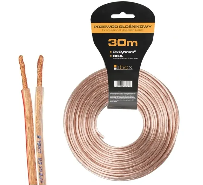 PRZEWÓD KABEL GŁOŚNIKOWY CCA HQ 2x2,5mm 30 METRÓW