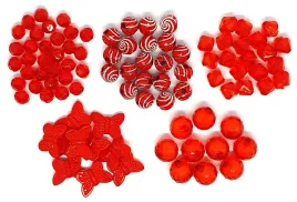 czerwone-koraliki-akrylowe-5-wzorow-zestaw-diamenciki-motylki-komplet-90szt