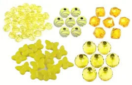 zolte-koraliki-korale-5-wzorow-zestaw-diamenciki-motylki-kule-komplet-90szt