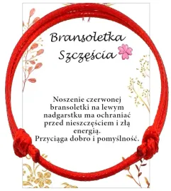 Zdjęcie produktu BRANSOLETKA SZCZĘŚCIA KABAŁA NITKA AMULET WALENTYNKI dzień kobiet