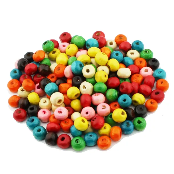 KORALIKI DREWNIANE DREWNO MIX KOLORÓW 6mm 150szt
