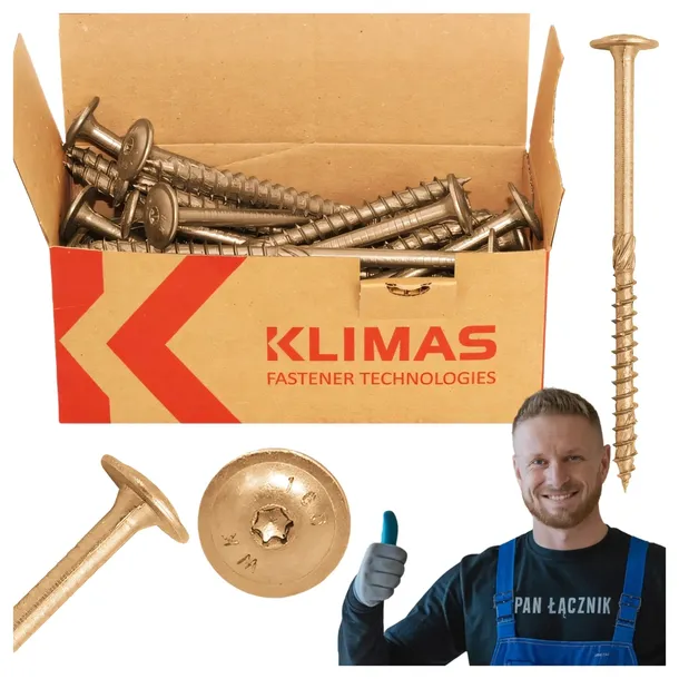 WKRĘTY CIESIELSKIE DO DREWNA 6x120 TALERZOWE TORX 100szt WKCP-06120 KLIMAS