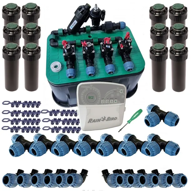 Pełen Zestaw Nawadniania Rain Bird + 12 zraszaczy + Sterownik RC2 4 SEKCJE