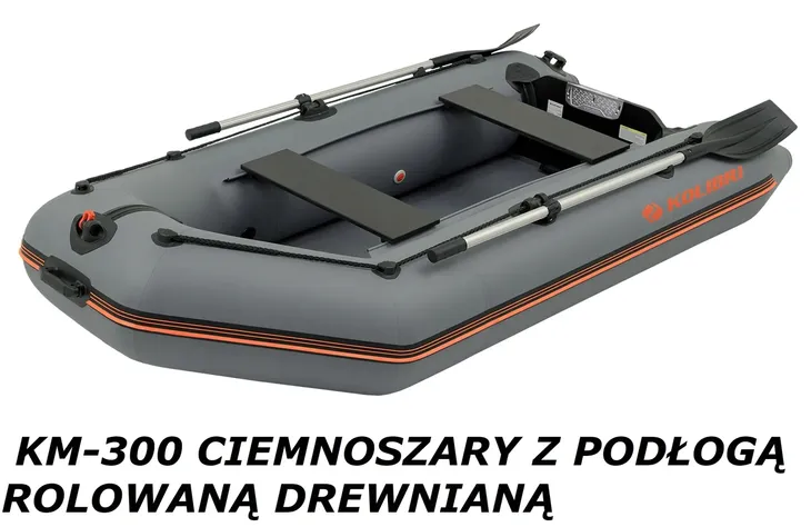 PONTON WĘDKARSKI TURYSTYCZNY KOLIBRI KM-300 CIEMNOSZARY Z PODŁOGĄ ROLOWANĄ