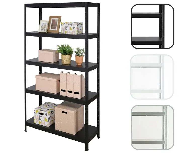 Regał całometalowy regał magazynowy metal ELARA 180x100x40 5p czarny MOCNY