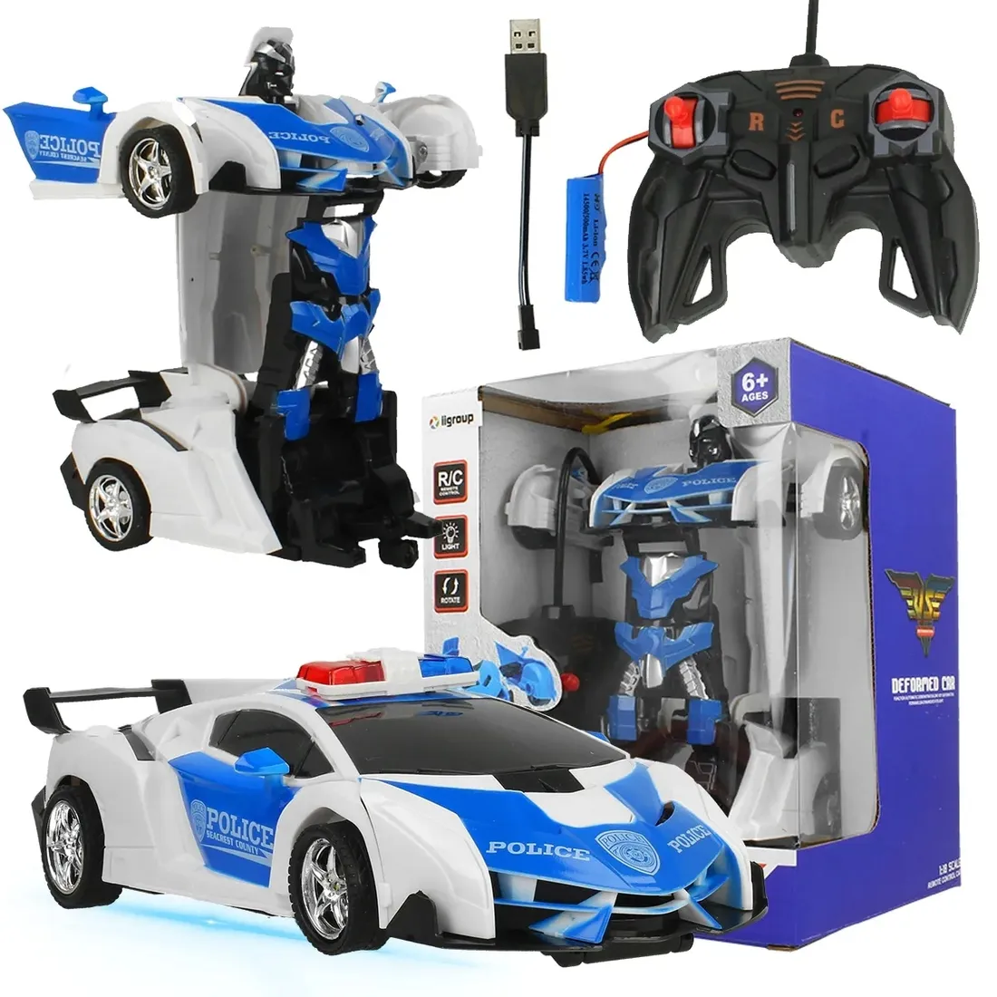 policja-auto-robot-2w1-transformacja-swiatla-pilot