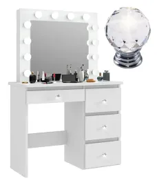 Zdjęcie produktu TOALETKA Z LUSTREM KOSMETYCZNA DO MAKIJAŻU WIZAŻU GLAMOUR OŚWIETLENIE LED