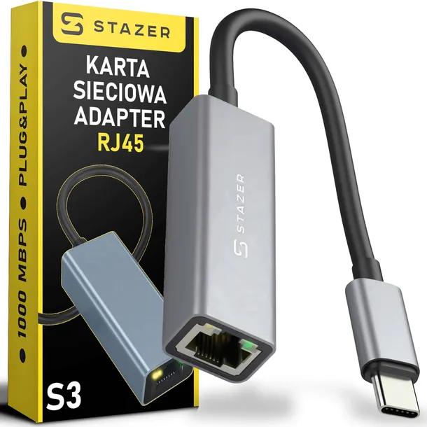 ADAPTER PRZEJŚCIÓWKA USB-C ETHERNET LAN RJ45 HUB KARTA SIECIOWA 1000MBPS