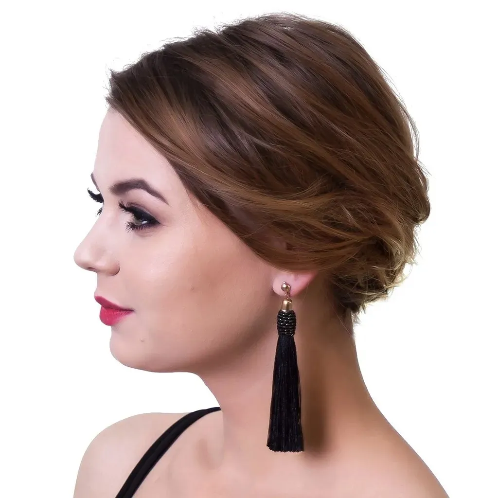 kolczyki-czarne-wiszace-dlugie-fredzle-chwost