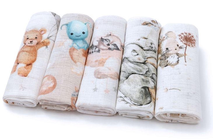 PIELUCHA pieluszka tetrowa 5-PAK ZESTAW 5 sztuk pieluszki z tetry BAWEŁNA