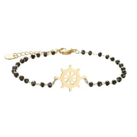 bransoletka-zlota-czarne-koralik-stal-chirurgiczna